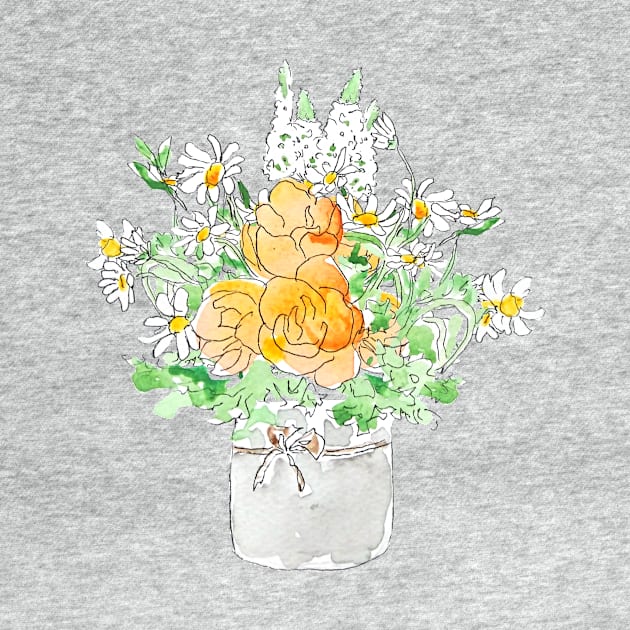 orange and white wild flowers in pot by colorandcolor